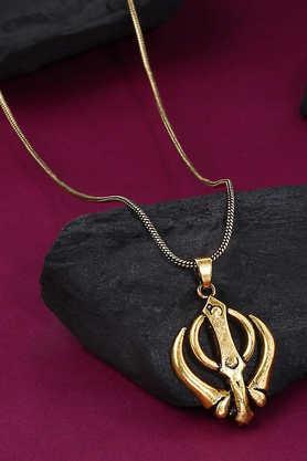gold plated sikh khanda pendant with chain