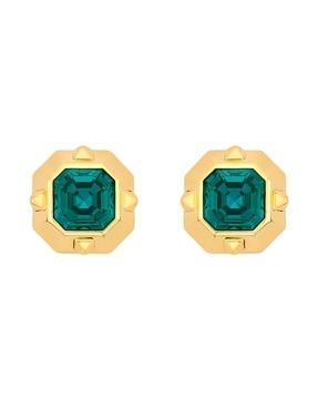 gold-plated simone emerald stud earrings
