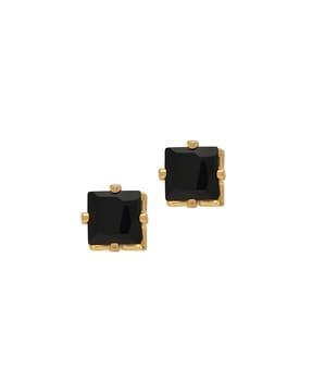 gold-plated square studs with cubic zirconia