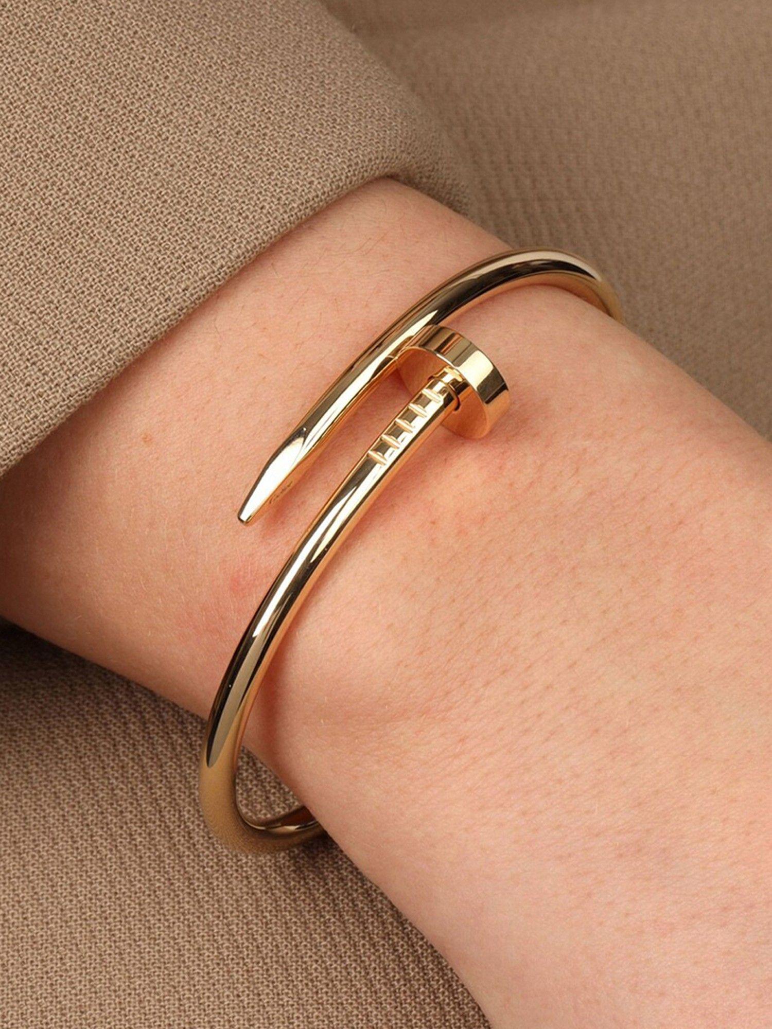 gold plated stainless steel anti tarnish nail bracelet