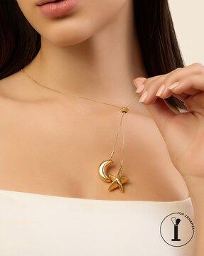 gold-plated star & moon lariat necklace