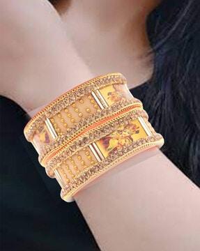gold-plated stone-studded bangle set