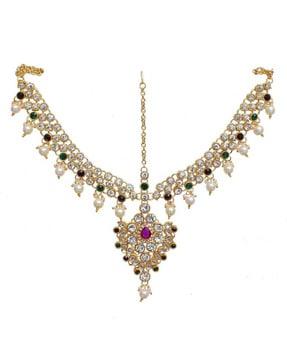 gold-plated stone-studded bridal matha patti