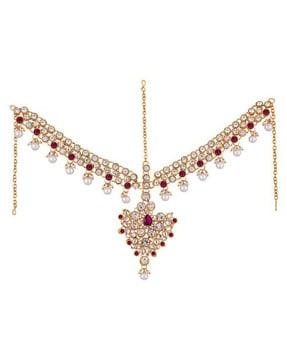 gold-plated stone-studded bridal matha patti