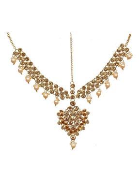 gold-plated stone-studded bridal matha patti