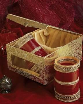 gold-plated stone-studded chuda bangles