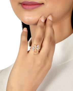 gold-plated stone-studded cocktail ring