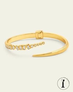 gold-plated stone-studded cuff bracelet