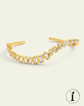 gold-plated stone-studded cuff bracelet