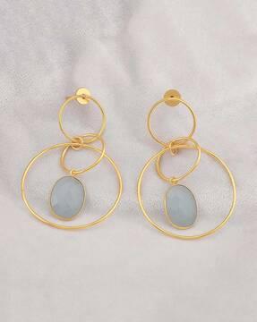 gold-plated stone-studded dangler earrings