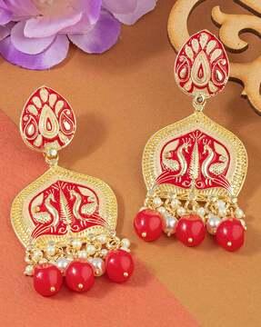 gold-plated stone studded danglers