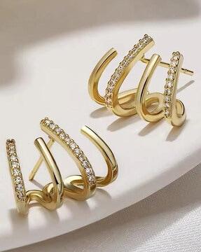 gold-plated stone-studded earcuffs
