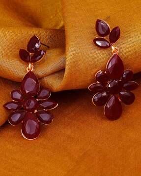 gold-plated stone studded earrings