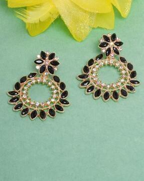 gold-plated stone-studded earrings