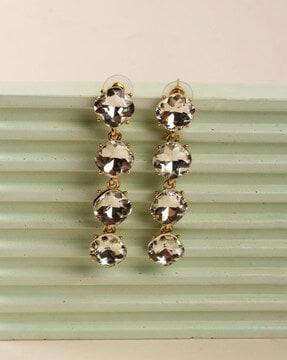 gold-plated stone-studded earrings