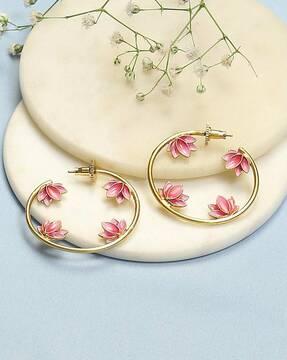 gold-plated stone-studded earrings