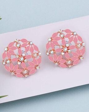 gold-plated stone-studded earrings