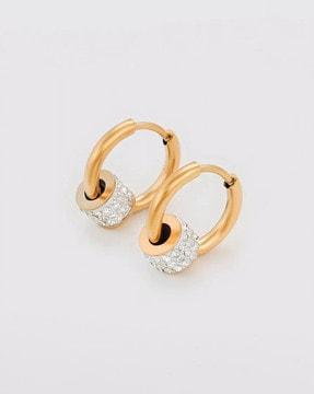 gold-plated stone-studded hoop earrings