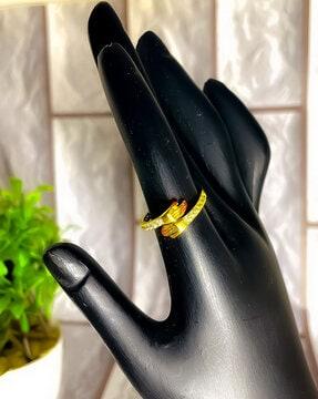 gold-plated stone-studded hug ring