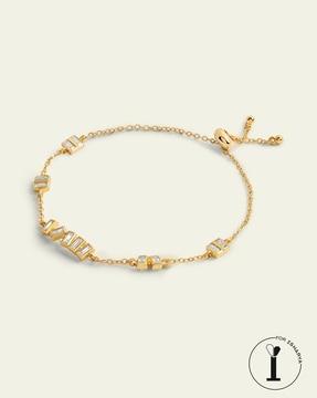 gold-plated stone-studded link bracelet