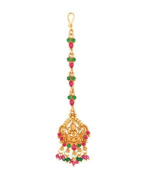 gold-plated stone-studded mang tikka