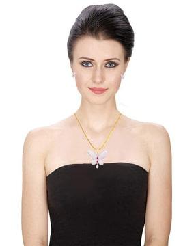 gold-plated stone-studded necklace & earrings set