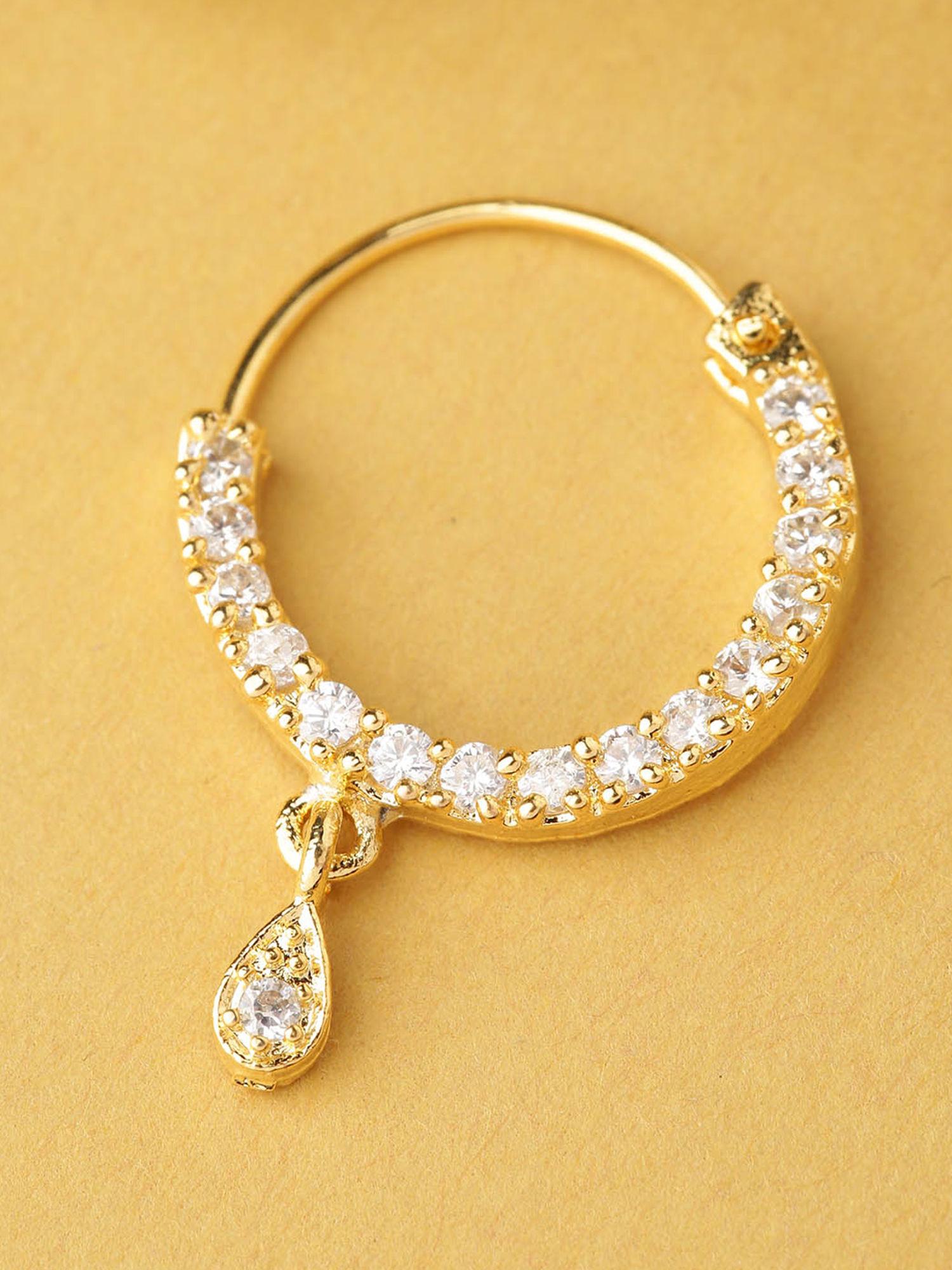 gold plated stone studded nose ring