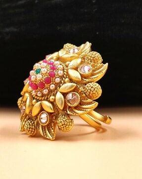 gold-plated stone-studded ring