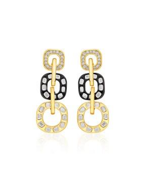 gold-plated stone-studded stan long drop earrings