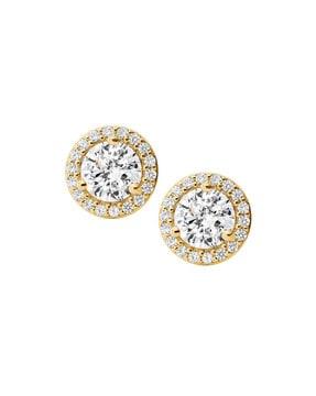 gold-plated stone-studded stud earrings