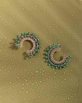 gold-plated stone-studded stud earrings