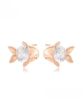 gold-plated stone-studded stud earrings