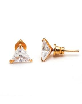 gold-plated stone-studded studs earrings