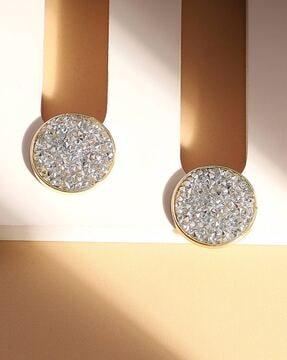 gold-plated stone-studded studs earrings