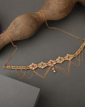 gold-plated stone-studded waist belt