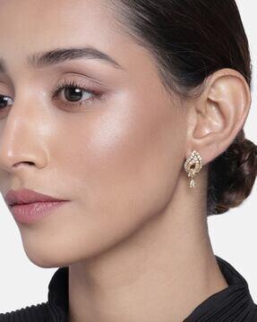 gold-plated studded drop earrings
