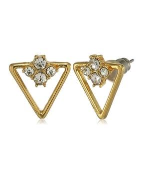 gold-plated triangle stud earrings