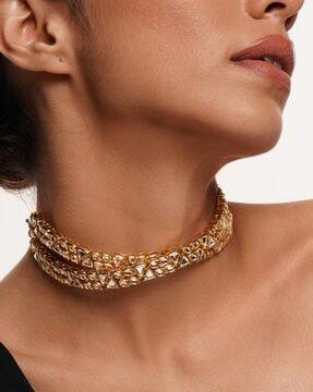 gold-plated varq serpent choker necklace