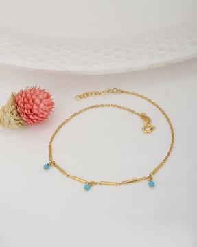 gold plated with bead handcrafted anklet - fja3652