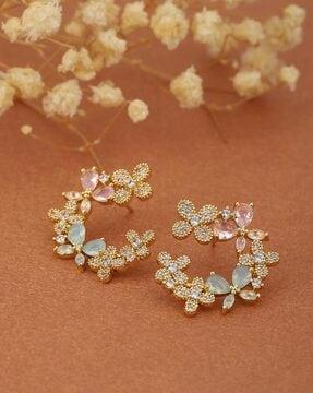 gold plated with cz ear cuff earrings - fje1887
