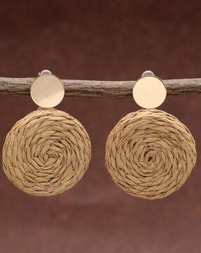 gold-plated woven drop earrings