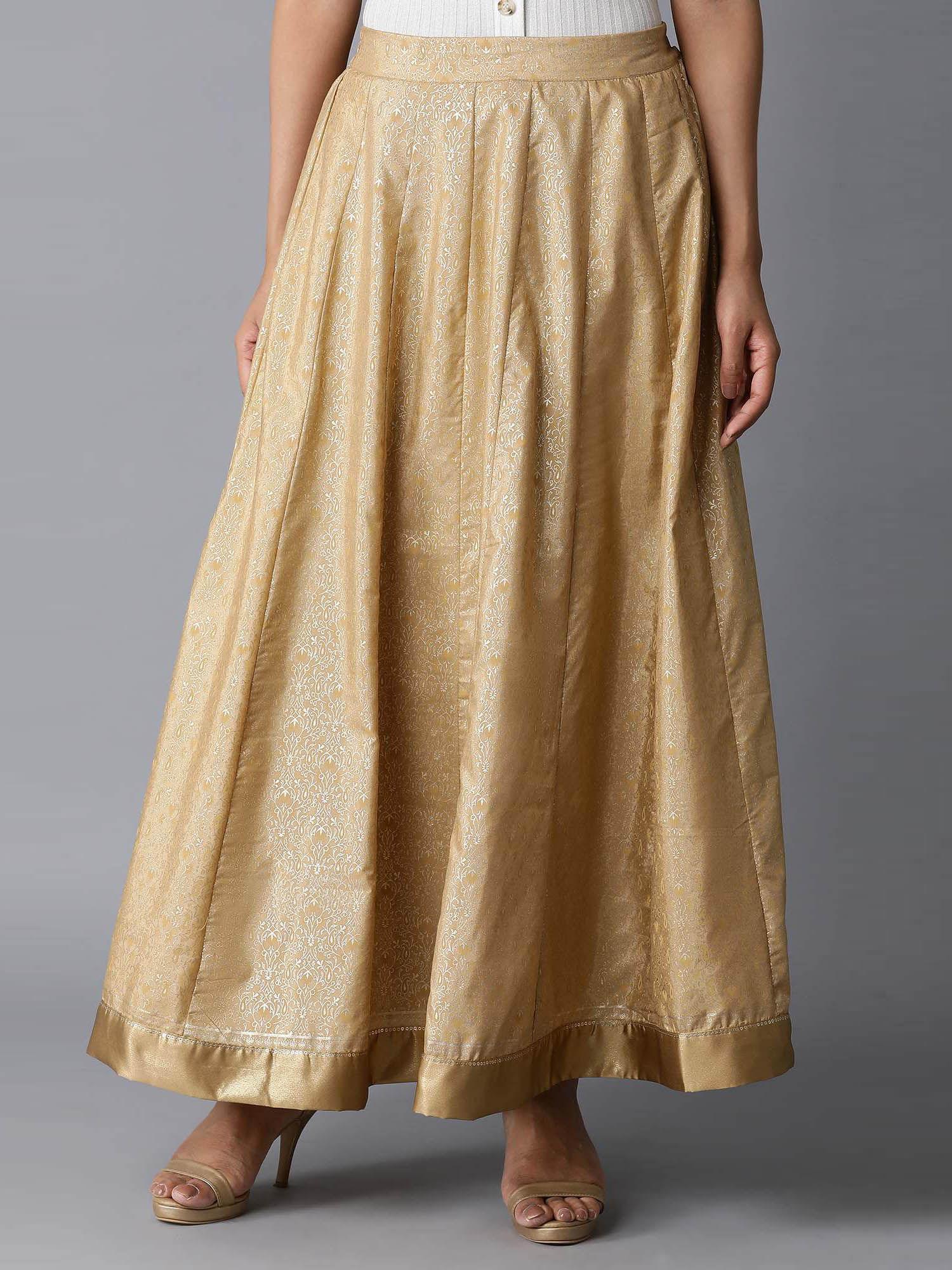 gold printed ethnic skirt