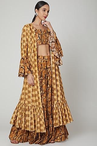 gold printed jacket set