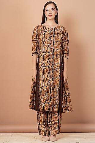 gold printed kurta with pants