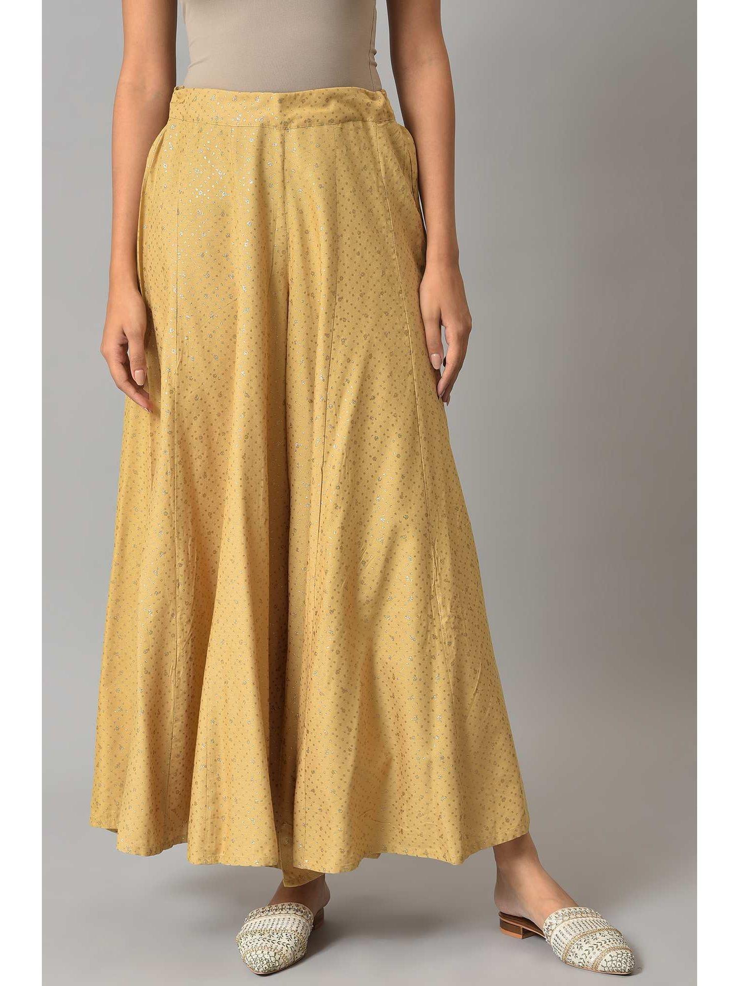 gold printed skirt palazzo