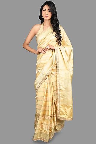 gold pure silk banarasi handloom saree set