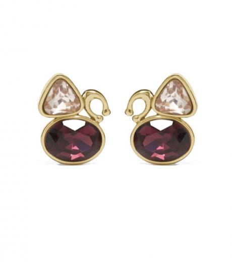 gold-red signature crystal cluster stud earrings