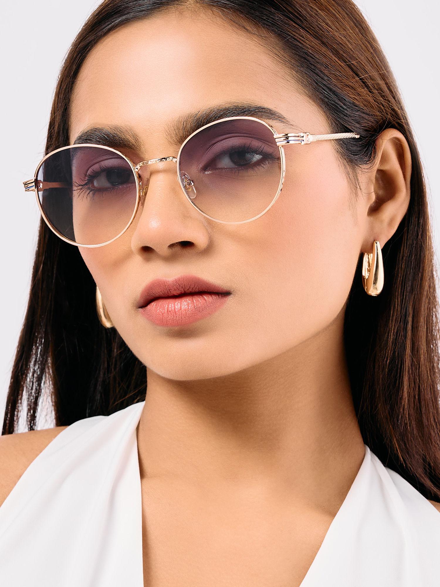 gold round gradient classic sunglasses