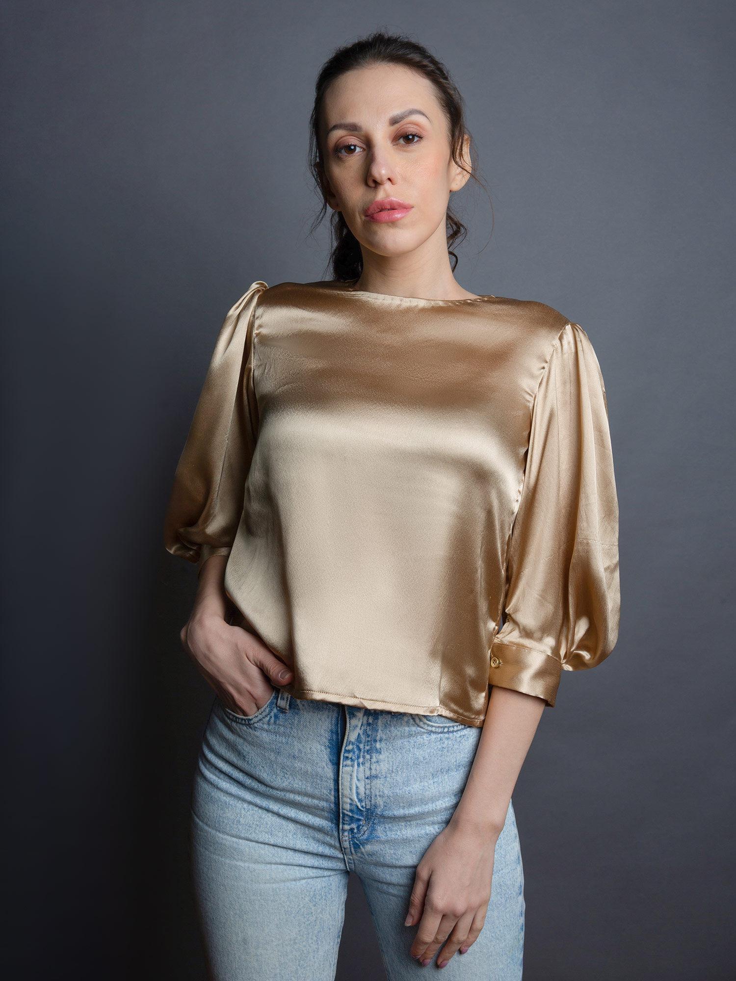 gold satin top