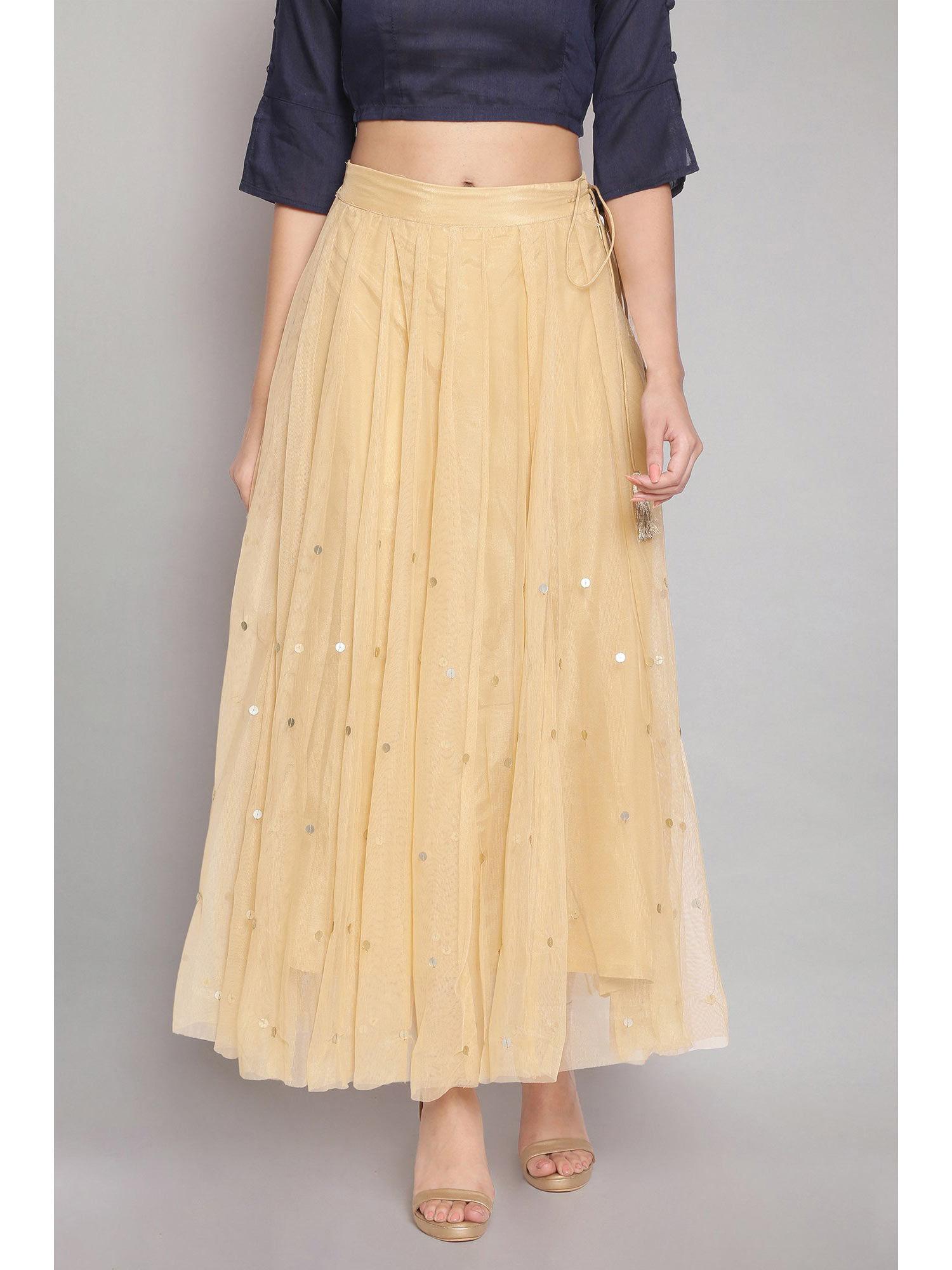 gold sequined skirt